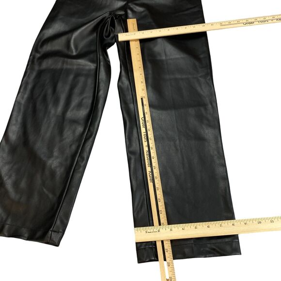 Ruby Rd. Pants Women's 10 Black Faux Leather Wide Leg Flat Front Pockets Outdoor - Picture 4 of 16